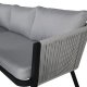 VENTURE DESIGN Virya Ecksofa-Set &ndash; graue Kissen, Glas, graues Seil und schwarzes Aluminium