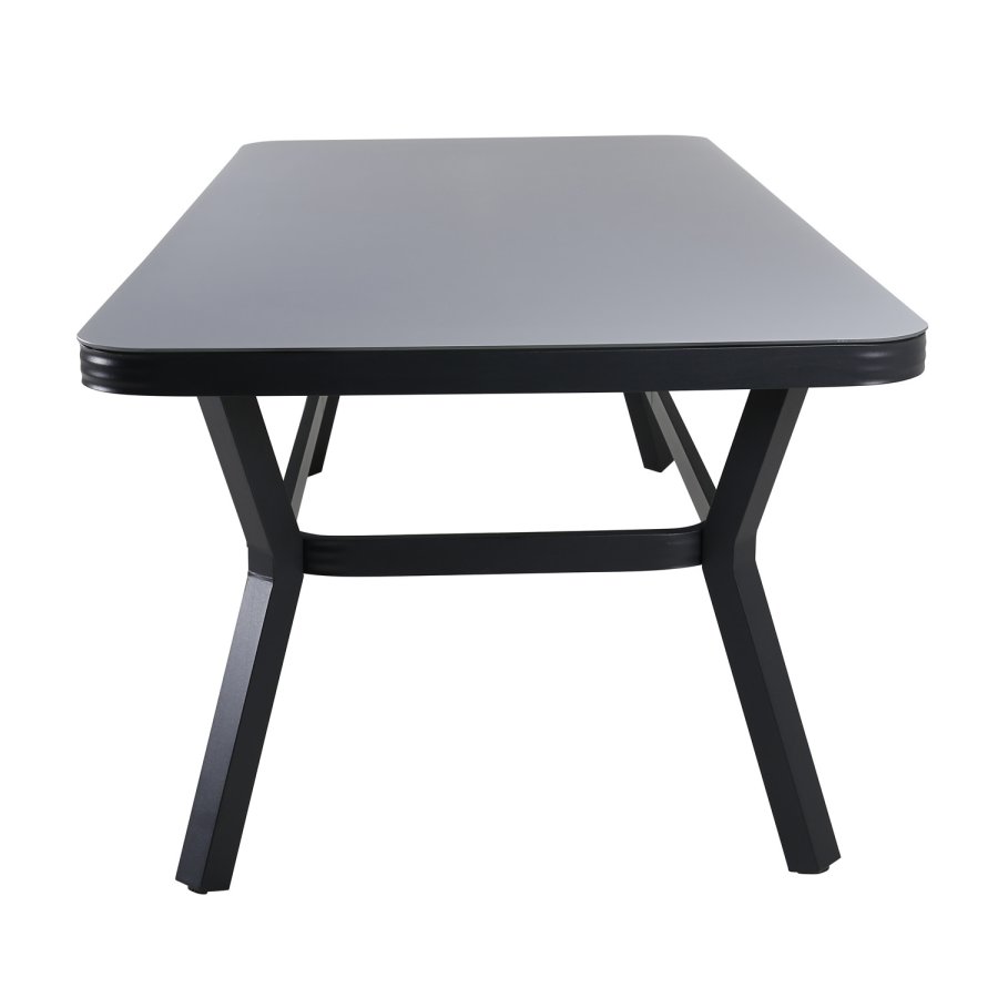 VENTURE DESIGN Virya hagebord - grtt glass og svart aluminium (200x100)