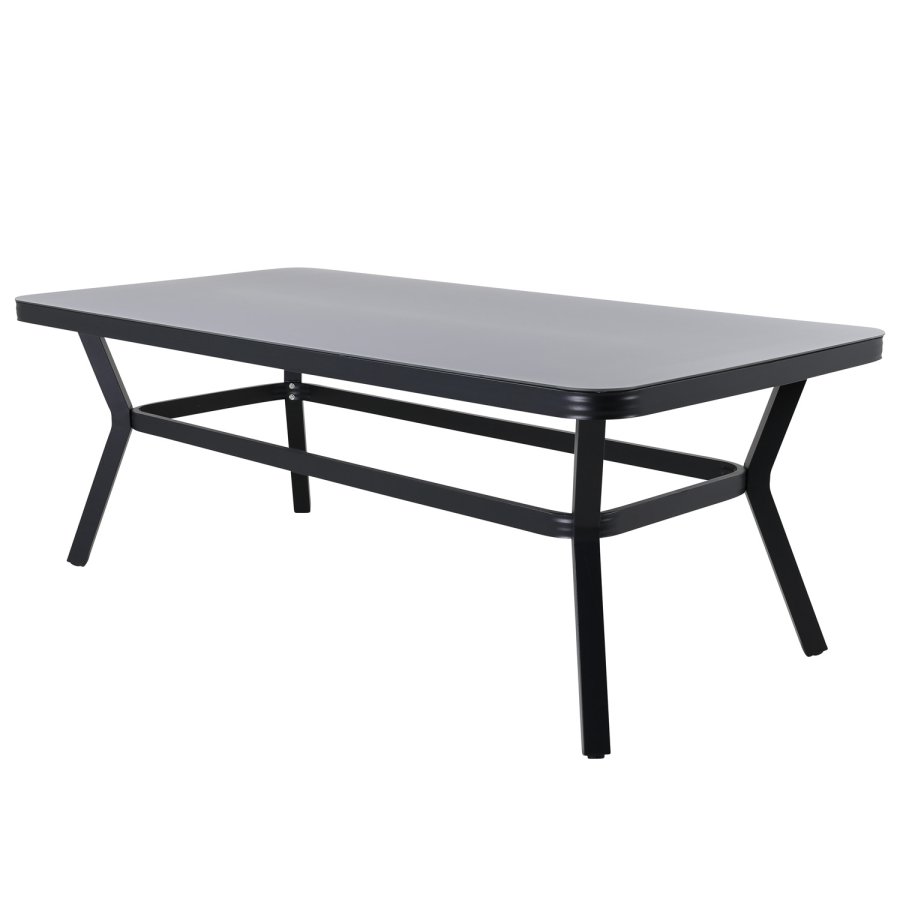VENTURE DESIGN Virya hagebord - grtt glass og svart aluminium (200x100)