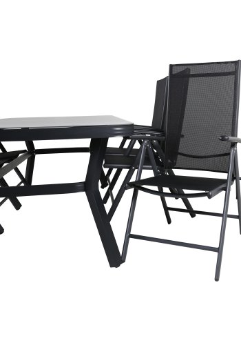 VENTURE DESIGN Virya hagebord - grtt glass og svart aluminium (200x100)