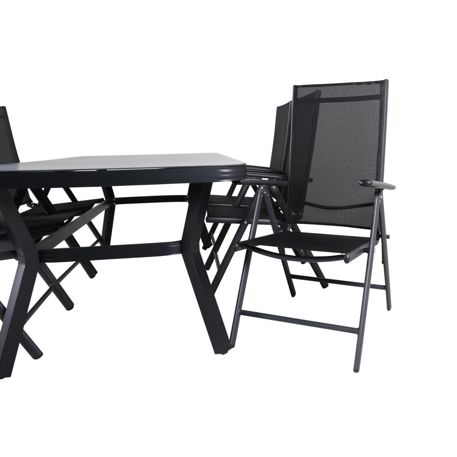 VENTURE DESIGN Virya hagebord - grtt glass og svart aluminium (200x100)