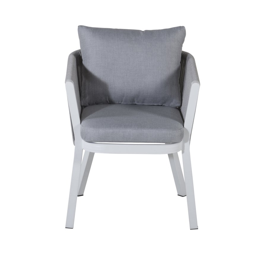 VENTURE DESIGN Virya hagestol, med armlener og puter - grtt stoff, grtt tau, hvit aluminium