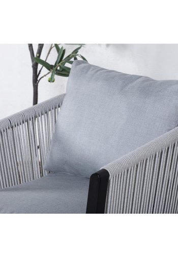 VENTURE DESIGN Virya hagestol, med armlener og puter - grtt stoff, grtt tau, svart aluminium