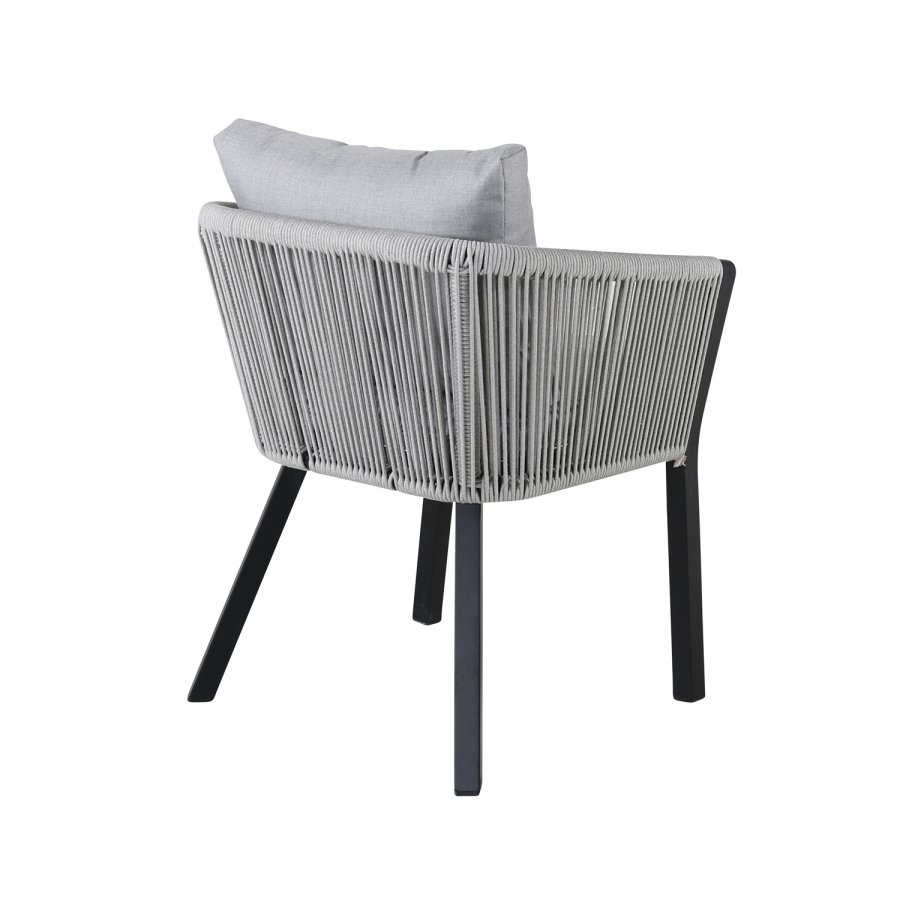 VENTURE DESIGN Virya hagestol, med armlener og puter - grtt stoff, grtt tau, svart aluminium