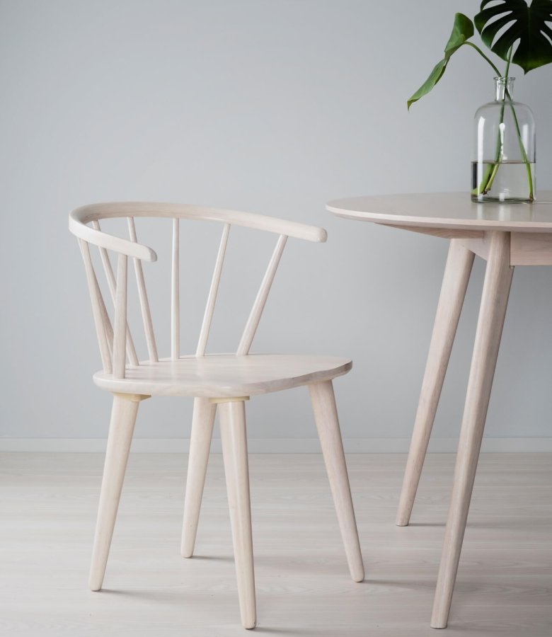 ROWICO Carmen spisebordsstol - hvidpigmenteret gummitr, m. armln