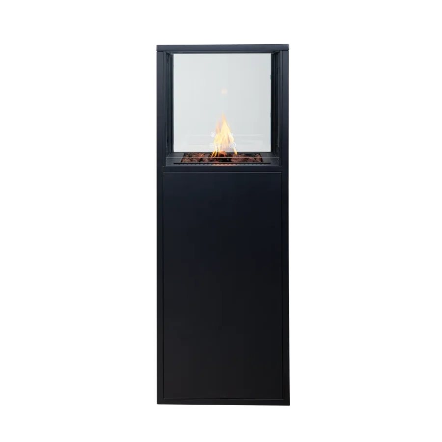 COSI FIRES Cosipillar Dome Gaskamin, quadratisch – schwarzes Aluminium (40x40)