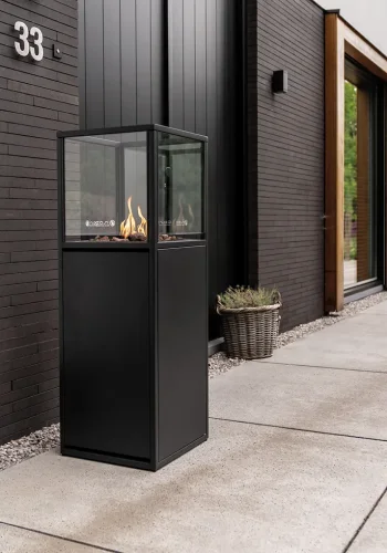 COSI FIRES Cosipillar Dome Gaskamin, quadratisch – schwarzes Aluminium (40x40)