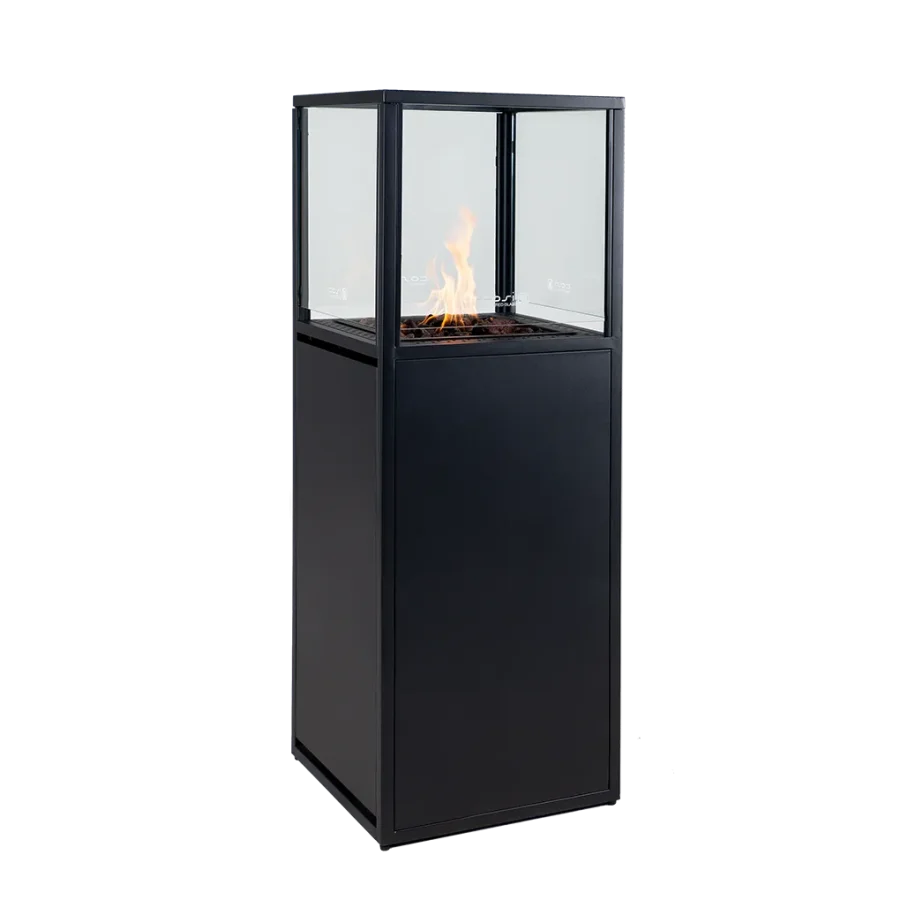 COSI FIRES Cosipillar Dome Gaskamin, quadratisch – schwarzes Aluminium (40x40)