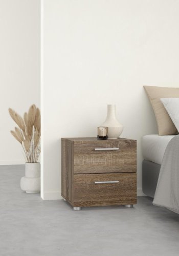 TVILUM Pepe Nachttisch, m. 2 Schubladen - Trüffelfolie und Kunststoff (40x40,25)