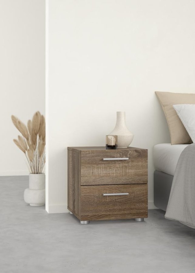 TVILUM Pepe Nachttisch, m. 2 Schubladen - Trüffelfolie und Kunststoff (40x40,25)