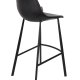 DUTCHBONE Franky Barhocker, mit Rückenlehne und Fußstütze – schwarzes PU und schwarzer Stahl (80 cm)