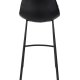 DUTCHBONE Franky Barhocker, mit Rückenlehne und Fußstütze – schwarzes PU und schwarzer Stahl (80 cm)