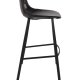 DUTCHBONE Franky Barhocker, mit Rückenlehne und Fußstütze – schwarzes PU und schwarzer Stahl (80 cm)