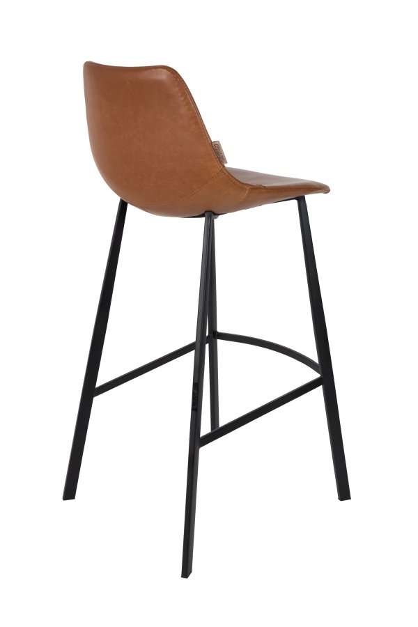 DUTCHBONE Franky barkrakk, med ryggsttte og fotsttte - brun PU og svart stl (80cm)