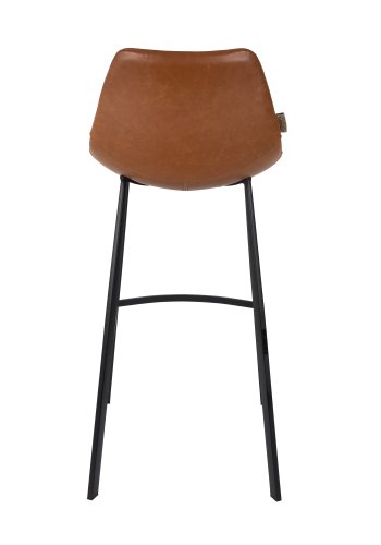 DUTCHBONE Franky barkrakk, med ryggsttte og fotsttte - brun PU og svart stl (80cm)