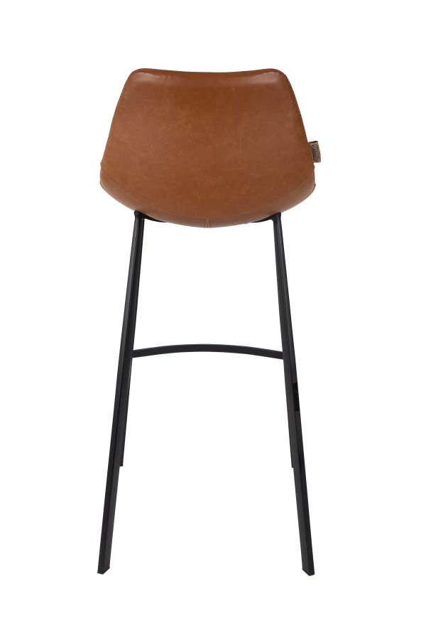 DUTCHBONE Franky barkrakk, med ryggsttte og fotsttte - brun PU og svart stl (80cm)