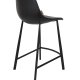 DUTCHBONE Franky Barhocker, mit Rückenlehne und Fußstütze – schwarzes PU und schwarzer Stahl (65 cm)