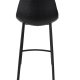 DUTCHBONE Franky Barhocker, mit Rückenlehne und Fußstütze – schwarzes PU und schwarzer Stahl (65 cm)