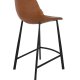 DUTCHBONE Franky Barhocker, mit Rckenlehne und Fusttze  braunes PU und schwarzer Stahl (65 cm)