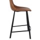DUTCHBONE Franky Barhocker, mit Rckenlehne und Fusttze  braunes PU und schwarzer Stahl (65 cm)