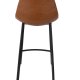 DUTCHBONE Franky Barhocker, mit Rckenlehne und Fusttze  braunes PU und schwarzer Stahl (65 cm)