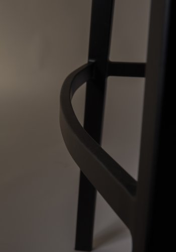 DUTCHBONE Franky Barhocker, mit Rckenlehne und Fusttze  braunes PU und schwarzer Stahl (65 cm)