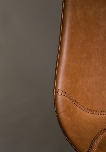 DUTCHBONE Franky Barhocker, mit Rckenlehne und Fusttze  braunes PU und schwarzer Stahl (65 cm)