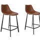 DUTCHBONE Franky Barhocker, mit Rckenlehne und Fusttze  braunes PU und schwarzer Stahl (65 cm)