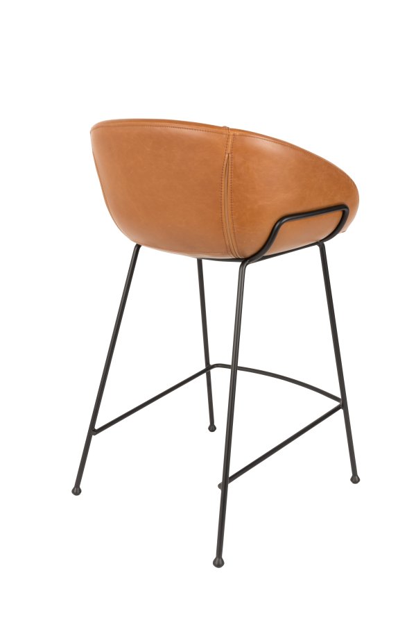 ZUIVER Feston barkrakk, med ryggsttte, armlener og fotsttte - brun PU og svart stl (65cm)