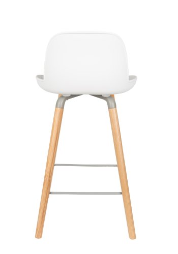 ZUIVER Albert Kuip barkrakk, m ryggsttte og fotsttte - hvit polypropylen/naturlig ask (65cm)