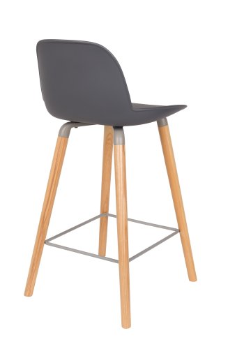 ZUIVER Albert Kuip barkrakk, m ryggsttte og fotsttte - mrkegr polypropylen/natur ask (65cm)