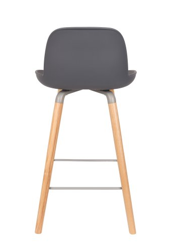 ZUIVER Albert Kuip barkrakk, m ryggsttte og fotsttte - mrkegr polypropylen/natur ask (65cm)