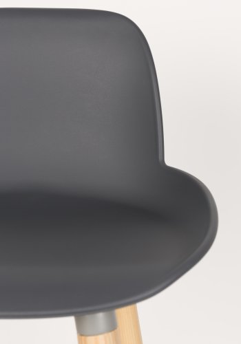 ZUIVER Albert Kuip barkrakk, m ryggsttte og fotsttte - mrkegr polypropylen/natur ask (65cm)