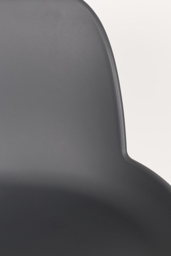 ZUIVER Albert Kuip barkrakk, m ryggsttte og fotsttte - mrkegr polypropylen/natur ask (65cm)