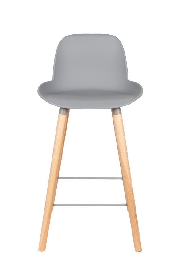 ZUIVER Albert Kuip barkrakk, m ryggsttte og fotsttte - lys gr polypropylen/natur ask (65cm)