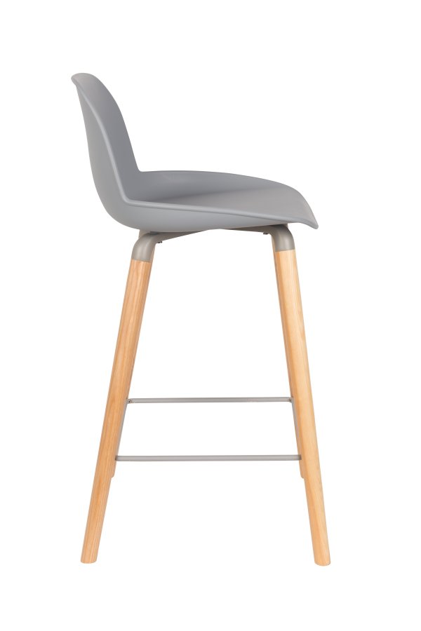 ZUIVER Albert Kuip barkrakk, m ryggsttte og fotsttte - lys gr polypropylen/natur ask (65cm)