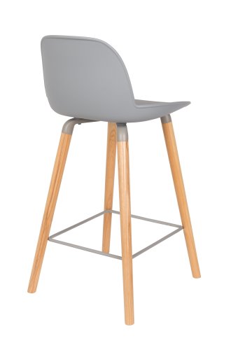 ZUIVER Albert Kuip barkrakk, m ryggsttte og fotsttte - lys gr polypropylen/natur ask (65cm)