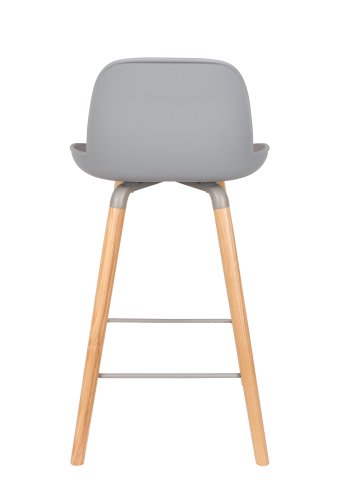 ZUIVER Albert Kuip barkrakk, m ryggsttte og fotsttte - lys gr polypropylen/natur ask (65cm)