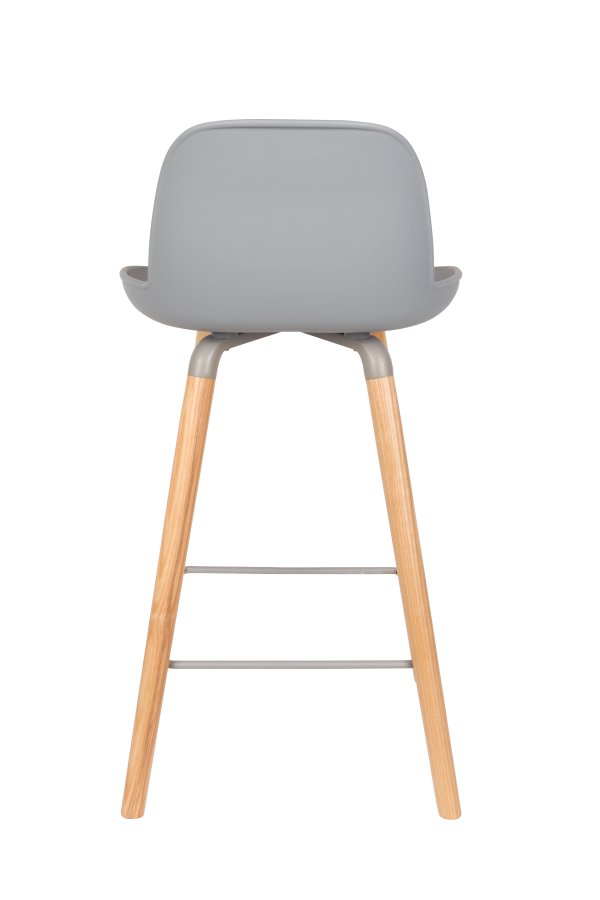 ZUIVER Albert Kuip barkrakk, m ryggsttte og fotsttte - lys gr polypropylen/natur ask (65cm)