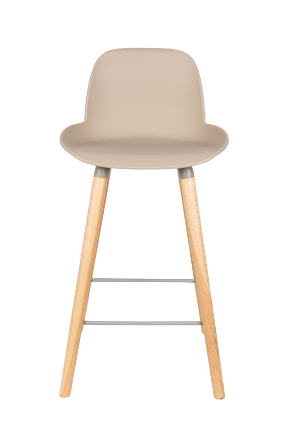 ZUIVER Albert Kuip barkrakk, m ryggsttte og fotsttte - taupe polypropylen/naturlig ask (65cm)