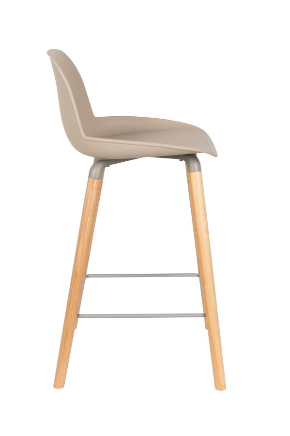 ZUIVER Albert Kuip barkrakk, m ryggsttte og fotsttte - taupe polypropylen/naturlig ask (65cm)