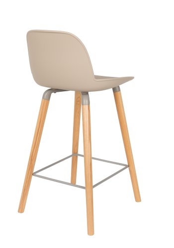 ZUIVER Albert Kuip barkrakk, m ryggsttte og fotsttte - taupe polypropylen/naturlig ask (65cm)