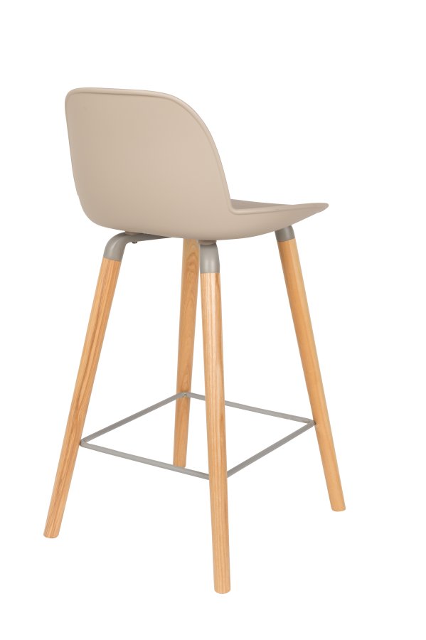 ZUIVER Albert Kuip barkrakk, m ryggsttte og fotsttte - taupe polypropylen/naturlig ask (65cm)