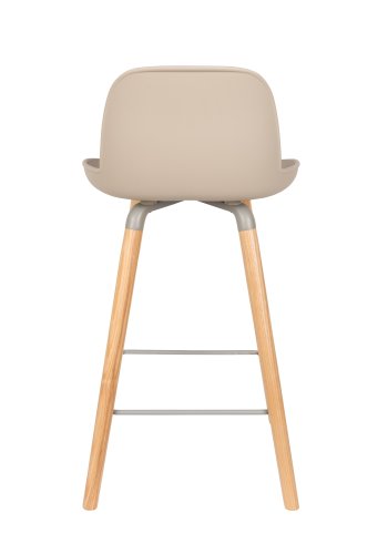 ZUIVER Albert Kuip barkrakk, m ryggsttte og fotsttte - taupe polypropylen/naturlig ask (65cm)