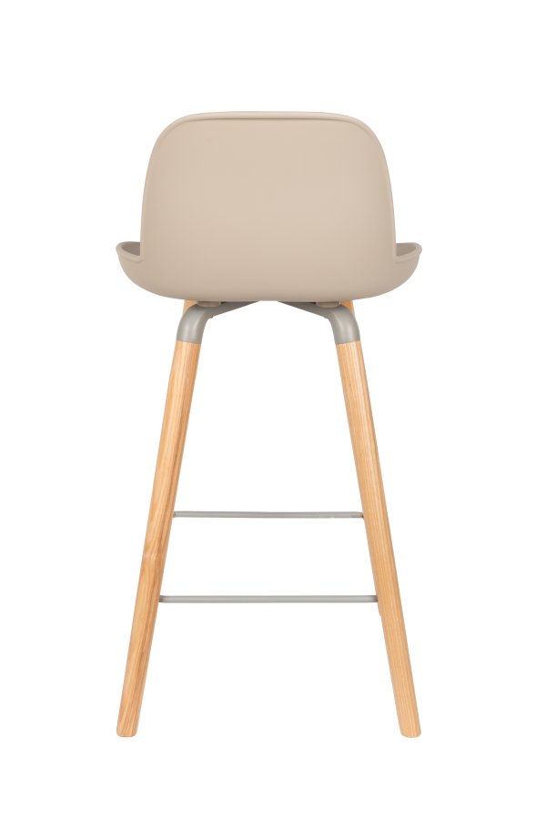ZUIVER Albert Kuip barkrakk, m ryggsttte og fotsttte - taupe polypropylen/naturlig ask (65cm)