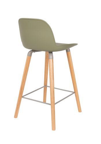 ZUIVER Albert Kuip barkrakk, m ryggsttte og fotsttte - grnn polypropylen/naturlig ask (65cm)