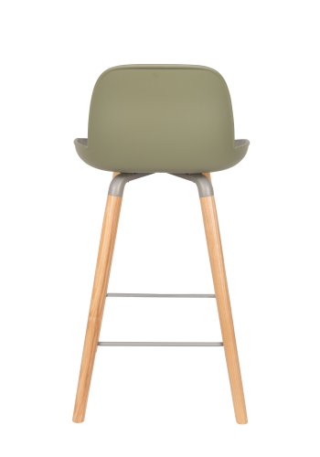 ZUIVER Albert Kuip barkrakk, m ryggsttte og fotsttte - grnn polypropylen/naturlig ask (65cm)