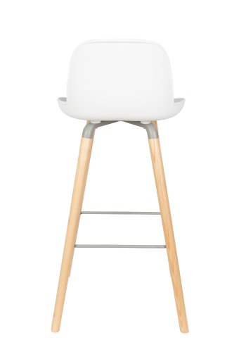 ZUIVER Albert Kuip barkrakk, m ryggsttte og fotsttte - hvit polypropylen/naturlig ask (75cm)