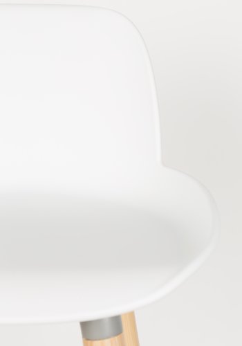 ZUIVER Albert Kuip barkrakk, m ryggsttte og fotsttte - hvit polypropylen/naturlig ask (75cm)