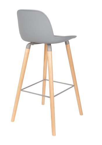 ZUIVER Albert Kuip barkrakk, m ryggsttte og fotsttte - lys gr polypropylen/natur ask (75cm)